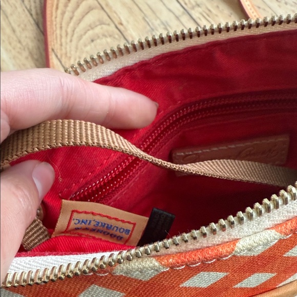 Dooney & Bourke Gingham Plaid
Pouchette Crossbody Orange/White
Leather Canvas - Picture 7 of 10